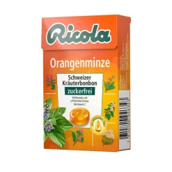 Ricola ohne Zucker Box Orangenminze, 50 g> Ernährung|Zuckerfreie Bonbons