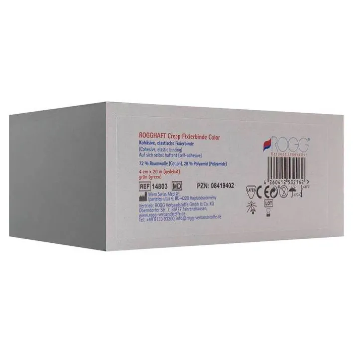 Rogghaft Crepp Color Binde 4cm grün, 1 St> Mullbinden