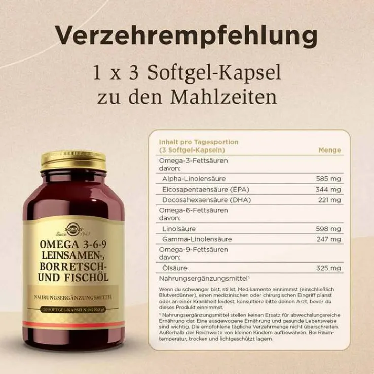 Solgar Omega 3 - 6 - 9 Kapseln, 120 St