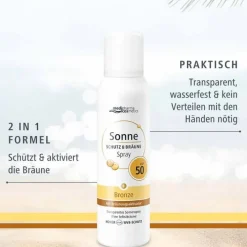 Dr. Theiss Sonne Schutz & Bräune Aerosol-Spray bronze LSF 50, 150 ml><noscript><img width=