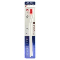 Swissdent Profi Colours Zahnbürste soft-medium weiß / rot, 1 St> Zahnbürsten