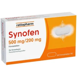 Ratiopharm Synofen - mit Ibuprofen und Paracetamol, 20 St> Paracetamol|Kopfschmerztabletten