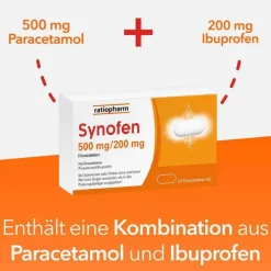 Ratiopharm Synofen - mit Ibuprofen und Paracetamol, 20 St><noscript><img width=