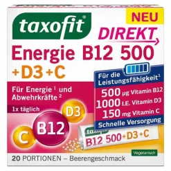 Taxofit Energie B12 500 + D3 + C Direkt Granulat, 20 St> Multivitamine