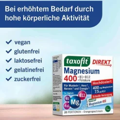 Taxofit Magnesium 400 + B1 + B6 + B12 + Folsäure 800 Granulat, 20 St