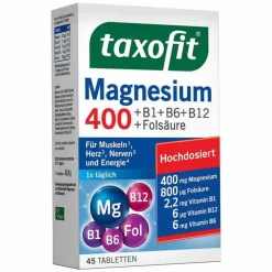 Taxofit Magnesium 400 + B1 + B6 + B12 + Folsäure Tabletten, 45 St> Magnesium