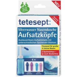 Tetesept Meerwasser Nasendusche Aufsatzköpfe, 4 St> Schnupfen & Nasennebenhöhlen|Allergie Medikamente