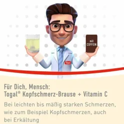 Togal ® Kopfschmerz-Brause + Vitamin C, 20 St> Zahnschmerztabletten|Kopfschmerztabletten