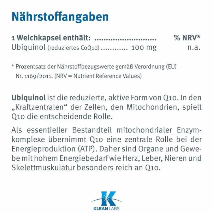 Ubiquinol Coenzym Q10 reduziert 100 mg Kapseln, 60 St