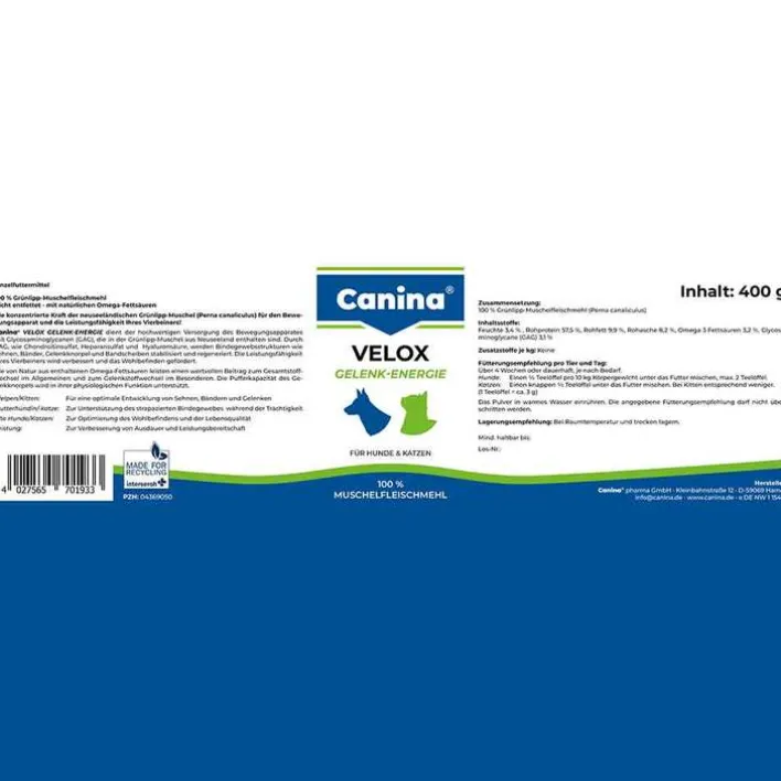 Canina Velox Gelenkenergie 100% für Hunde und Katzen, 400 g> Bewegungsapparat