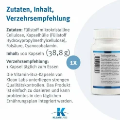 Vitamin B12 + Folsäure Kapseln, 100 St