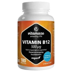 Vitamaze Vitamin B12 500 µg hochdosiert vegan Tabletten, 180 St> Hirnleistung & Nerven