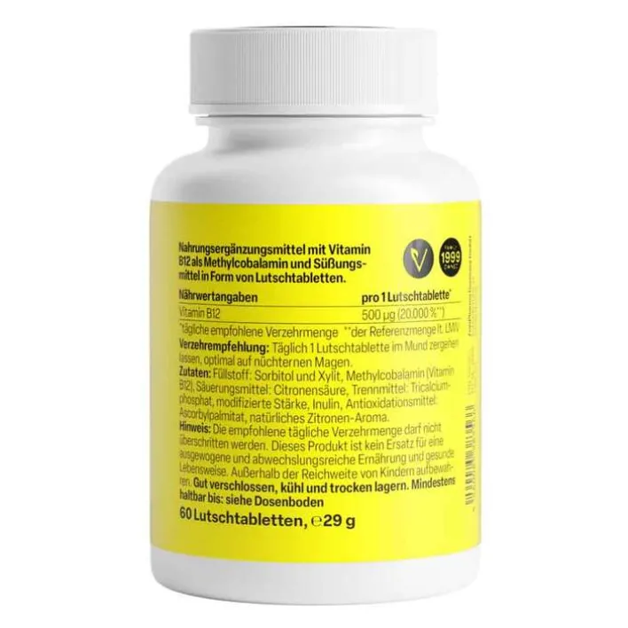 Zein Pharma Vitamin B12 500 µg Methylcobalamin Lutschtabletten, 60 St> Vitamin B12 (Cobalamin)