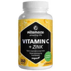 Vitamin C 1000 mg hochdosiert + Zink vegan Tabletten, 360 St