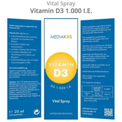 Vitamin D3 1000 I.E. Mediakos Vital Spray, 20 ml