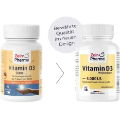 Zein Pharma Vitamin D3 5.000 I.E. Wochendepot Kapseln, 90 St><noscript><img width=