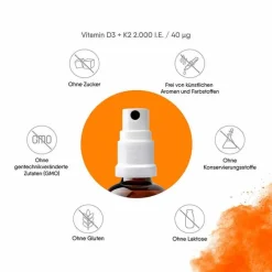 Vitamin D3 + K2 2000 I.E. 40 µg Mediakos Vital Spray, 20 ml