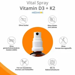 Vitamin D3 + K2 4000 I.E. 60 µg Mediakos Vital Spray, 20 ml
