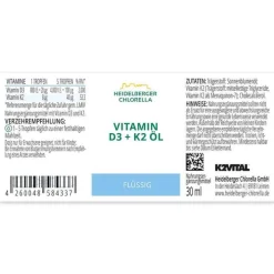 Heidelberger Chlorella Vitamin D3 + K2 Öl Tropfen zum Einnehmen, 30 ml><noscript><img width=
