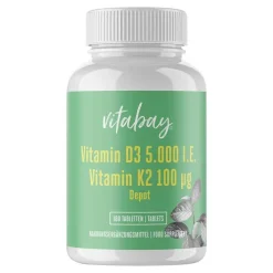 Vitabay Vitamin D3 Depot 5000 I.E. + Vitamin K2 7100 µg Tabletten , 180 St> Vitamin D (Colecalciferol)