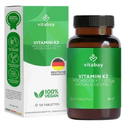 Vitamin K2 200 µg MK-7 vegan hochdosiert Tabletten, 120 St