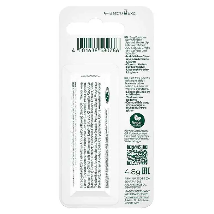 Weleda Skin Food Lip Balm mit Karton, 4.8 g