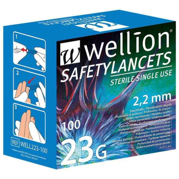 Wellion ® Safetylancets 23G , 100 St> Lanzetten & Stechhilfen