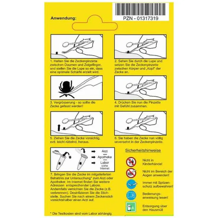Zeckenpinzette Chirurgenstahl mit Lupe, 1 St