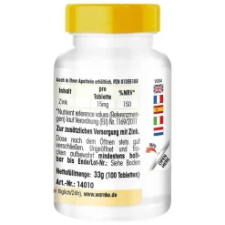 Warnke Zink 15 mg Tabletten, 100 St><noscript><img width=
