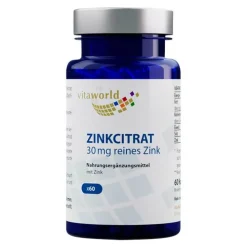 Vitaworld Zinkcitrat 30 mg Kapseln, 60 St> Zink